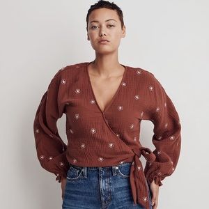 NWT Madewell Lightspun Maira Wrap Top Flower Blouse